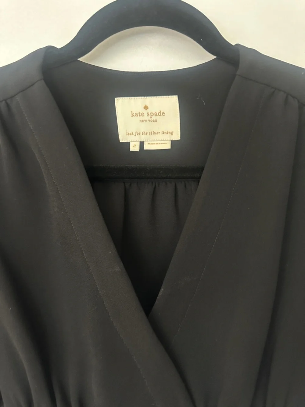 kate spade Black V-Neck Long Sleeve A-Line Dress